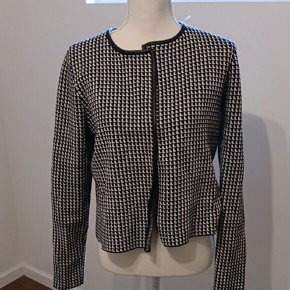 Women's Black and White Houndstooth Jacket - Picture 1 of 8